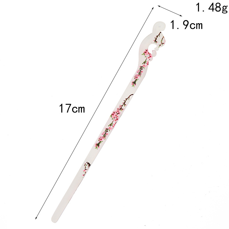 Ancient-style hairpins, simple and modern printed hair combs, plain hairpins and hairpins, women's Hanfu hair accessories, cheongsam and head accessories wholesale detail image 5