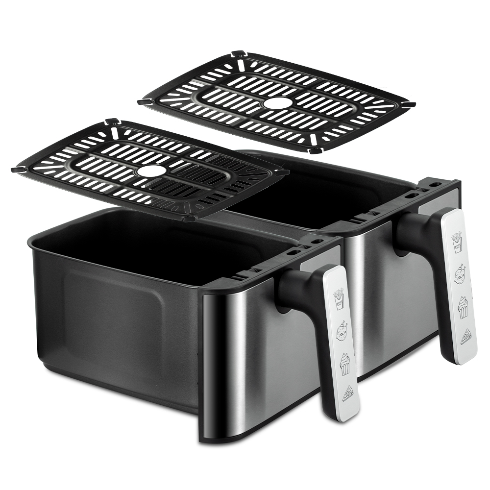 RAF European standard cross-border double-chamber air fryer with dual compartments, 9L large capacity, multi-functional, dual POTS and dual baskets, and intelligent touch screen Item Picture