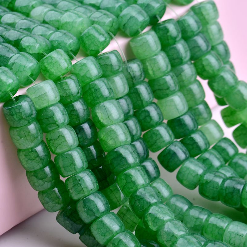 10x8mm水染桶珠冰裂玉碎龙纹琉璃珠材料DIY串珠手链项链饰品配件珠子