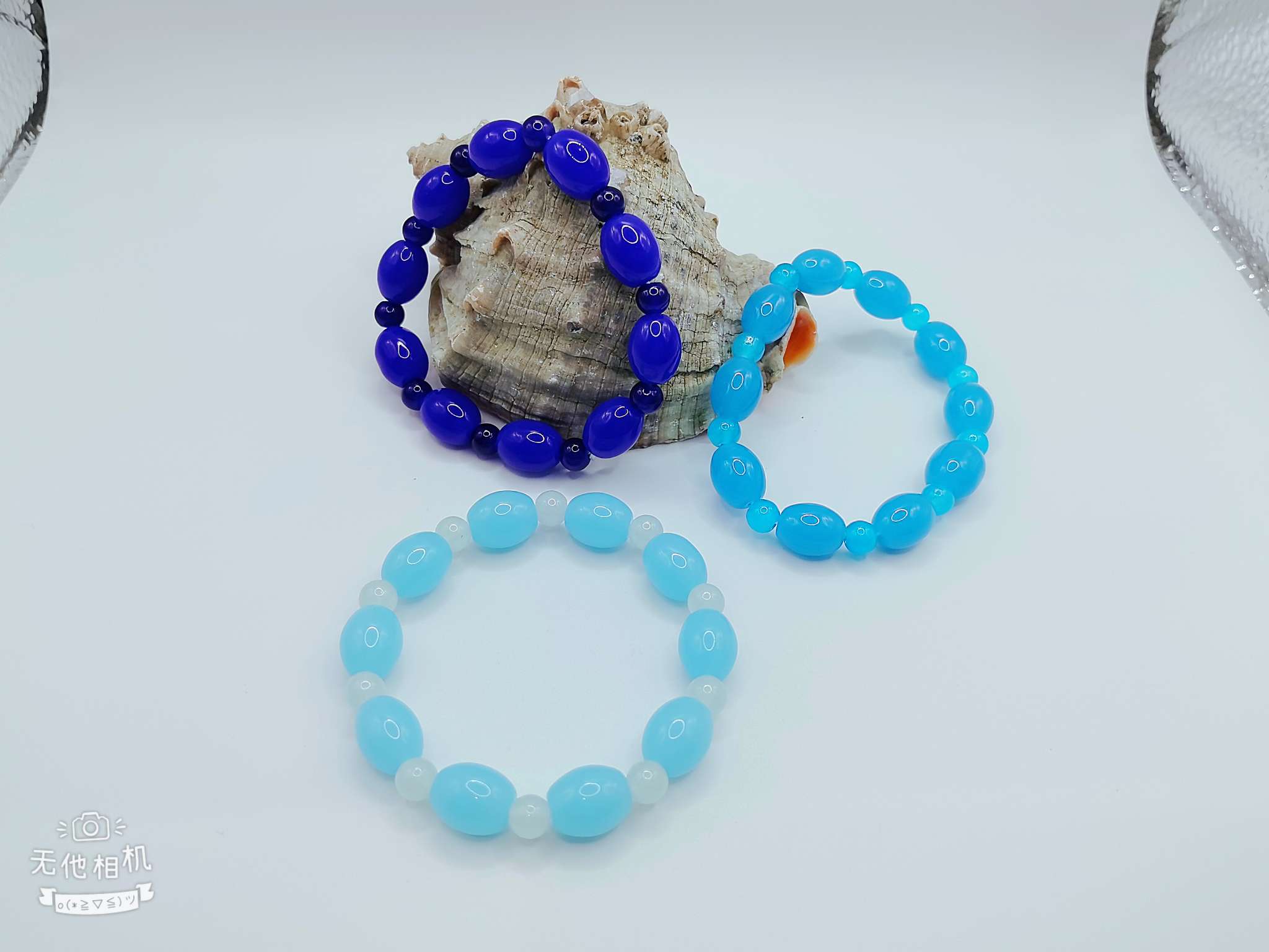 仿玉色原色椭圆玉珠手链 手串首饰 手饰独特设计 时尚潮流配饰白底实物图