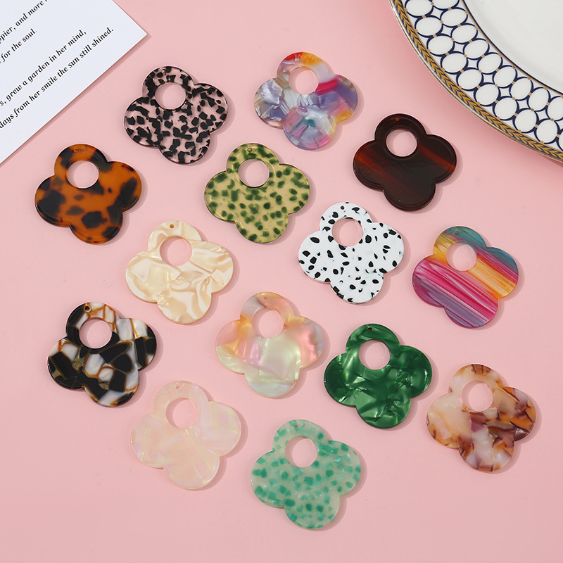 Trendy four-leaf clover earrings with large holes diy earring accessories detail image 6