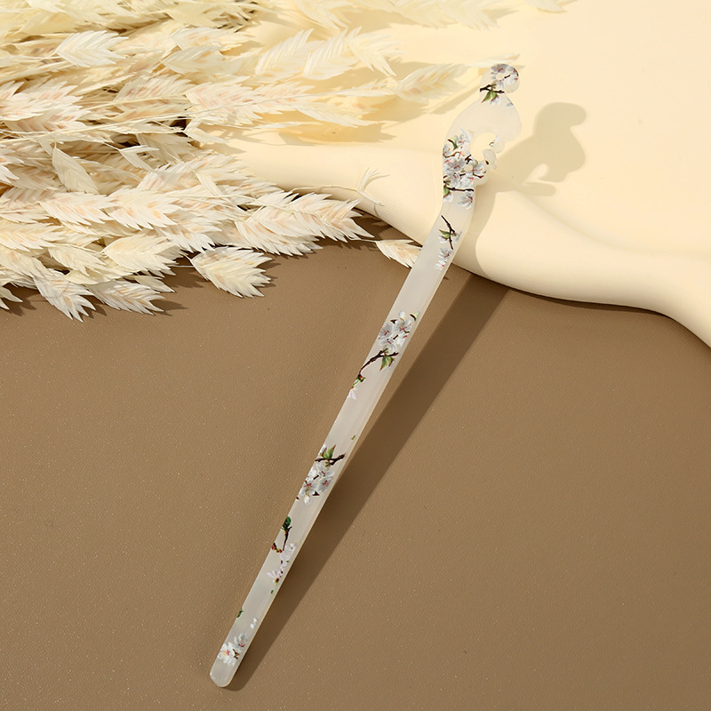 Ancient-style hairpins, simple and modern printed hair combs, plain hairpins and hairpins, women's Hanfu hair accessories, cheongsam and head accessories wholesale Specification image