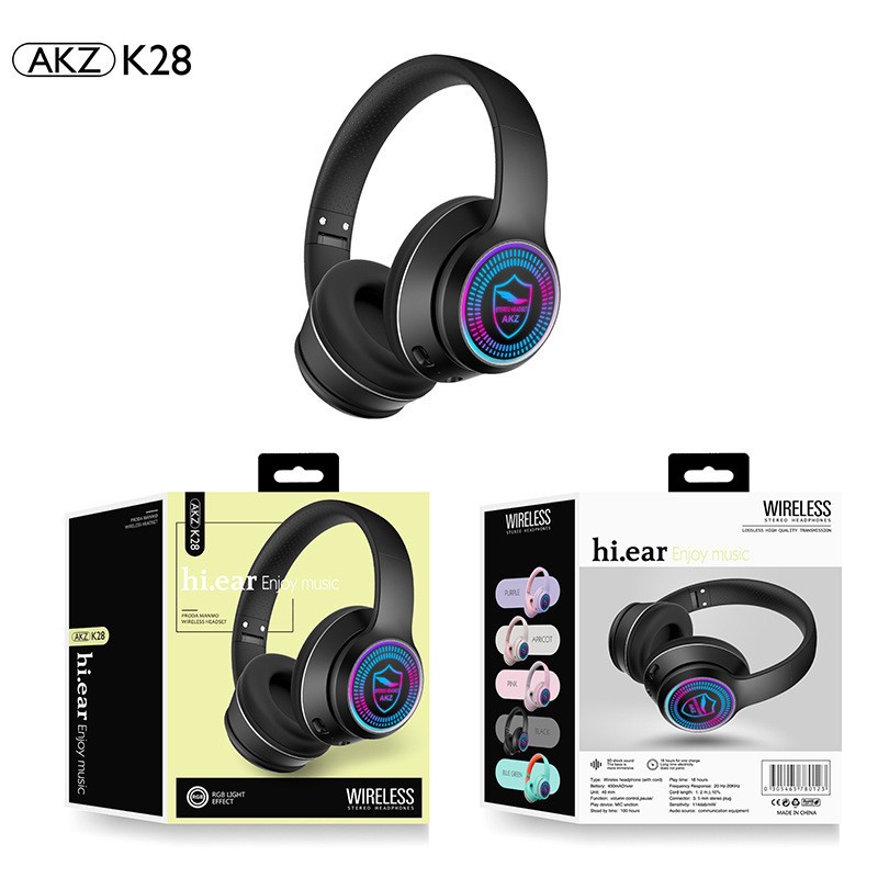 跨境新款AKZ-K28无线蓝牙耳机头戴式重低音立体声FM插卡运动耳机详情2