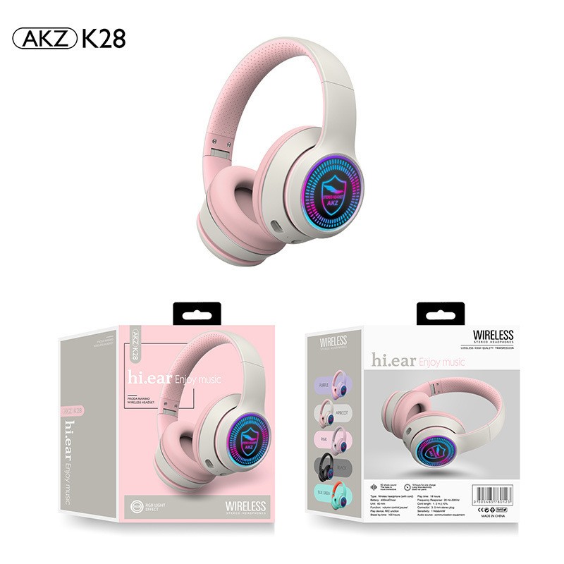 跨境新款AKZ-K28无线蓝牙耳机头戴式重低音立体声FM插卡运动耳机详情4