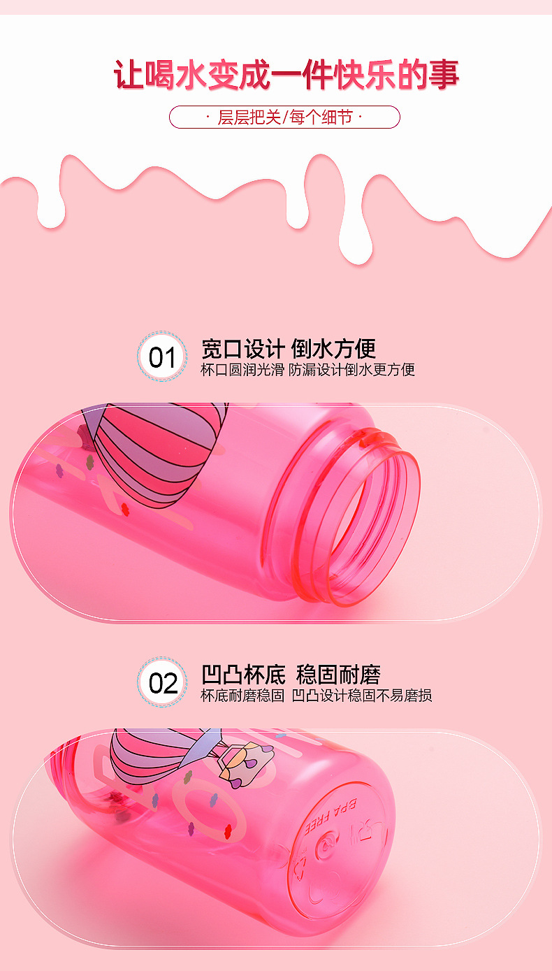 网红塑料水杯卡通儿童吸管杯夏季高颜值男女学生背带水壶批发定制详情11