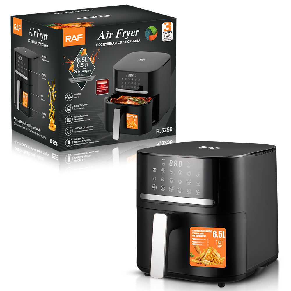 RAF European standard cross-border air fryer, large capacity, multi-functional, smart home digital display electric fryer, 6.5L, smokeless, R.5256 pic 5