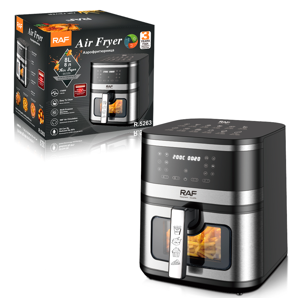 RAF European standard cross-border air fryer, large-capacity multi-functional smart home digital display electric fryer, 8L, no smoke pic 5