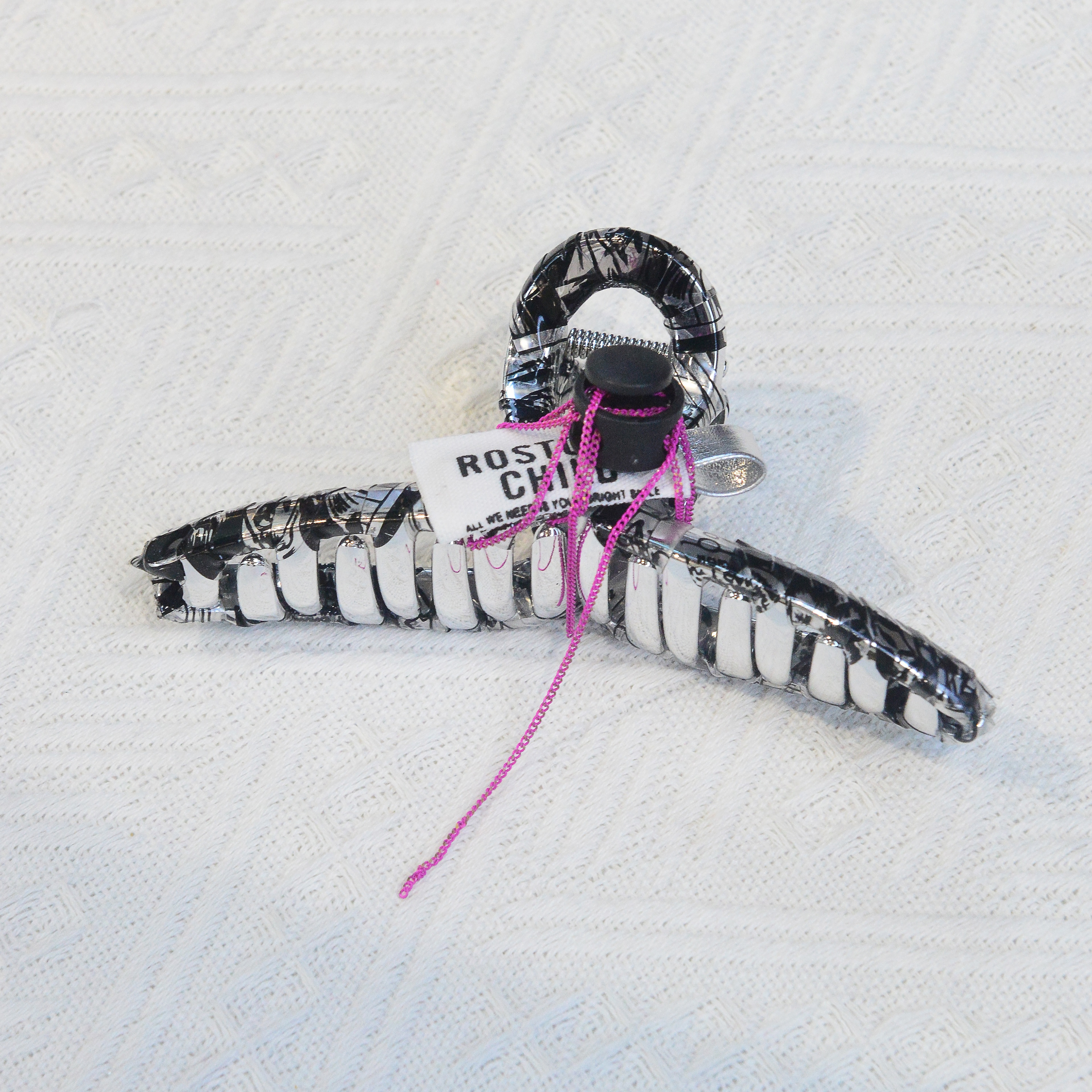 Original Self-Made Silver Bright Face Grab Clip Subculture Headband Y2k Hair Clip Millennial Style Headwear Item Picture