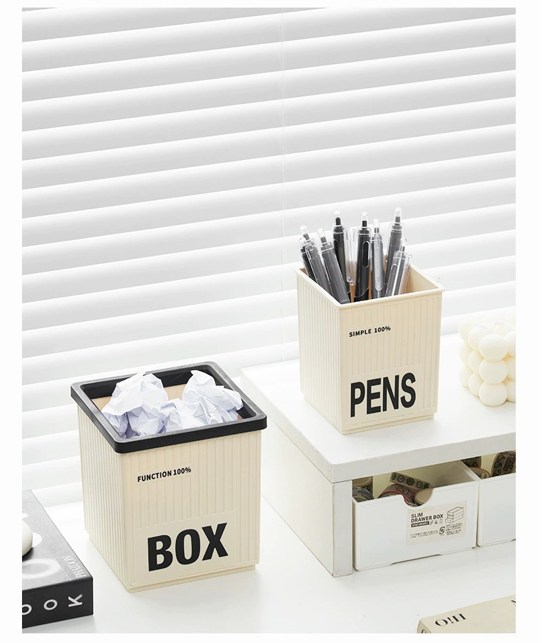 J06-6869大容量桌面笔筒桌面多能收纳桶高级感化妆笔收纳盒详情图5