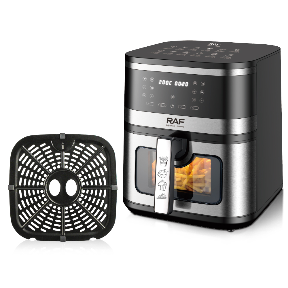 RAF European standard cross-border air fryer, large-capacity multi-functional smart home digital display electric fryer, 8L, no smoke Item Picture