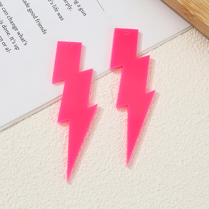 Amazon's best-selling fluorescent lightning-shaped European and American style earrings, acrylic earrings, stud earrings, and personalized earrings with a sense of design detail image 5