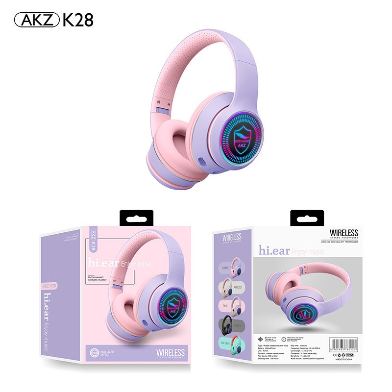 跨境新款AKZ-K28无线蓝牙耳机头戴式重低音立体声FM插卡运动耳机详情3