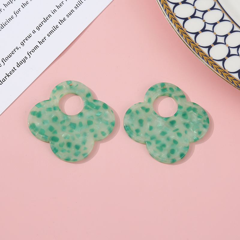 Trendy four-leaf clover earrings with large holes diy earring accessories detail image 3