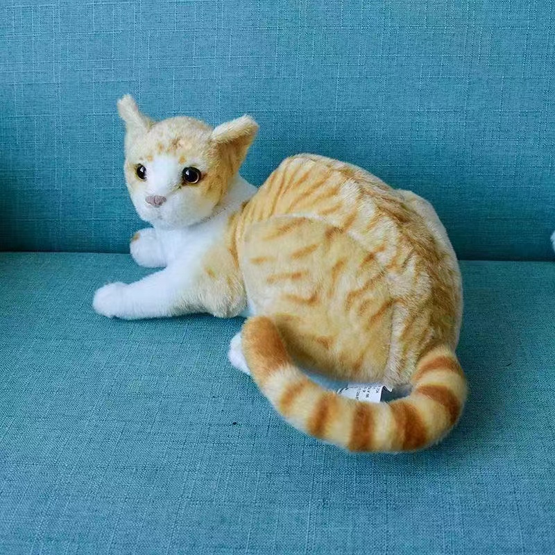 Wholesale of best-selling simulation cat Siamese cat plush toys, realistic orange cat and tabby cat dolls in standing and lying postures details Picture