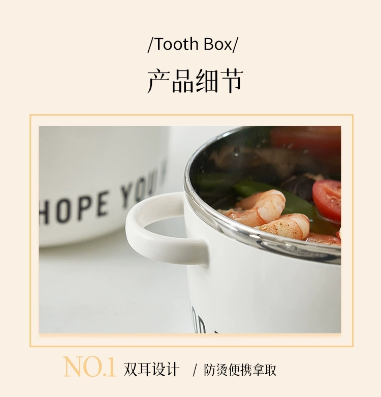 M04-6056 Simple Ins-style instant noodle bowl, a covered instant noodle wonder for dormitory students, a stainless steel instant noodle soup bowl detail image 12