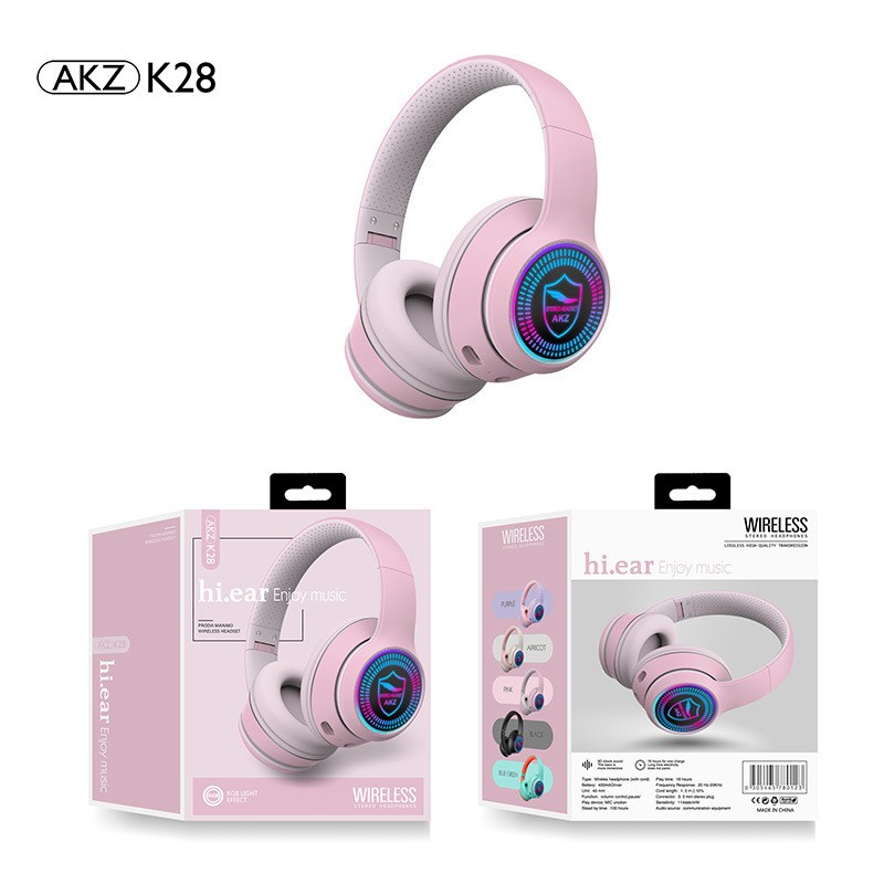 跨境新款AKZ-K28无线蓝牙耳机头戴式重低音立体声FM插卡运动耳机详情5
