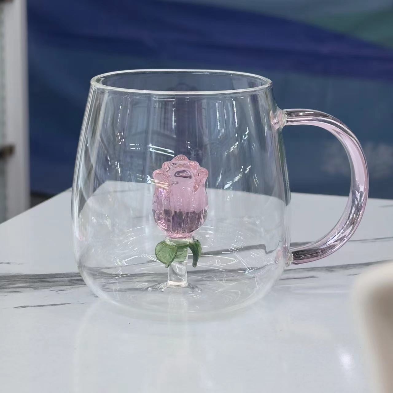  新款立体动物造型玻璃杯 彩把卡通动物杯高硼硅玻璃家用礼品把杯