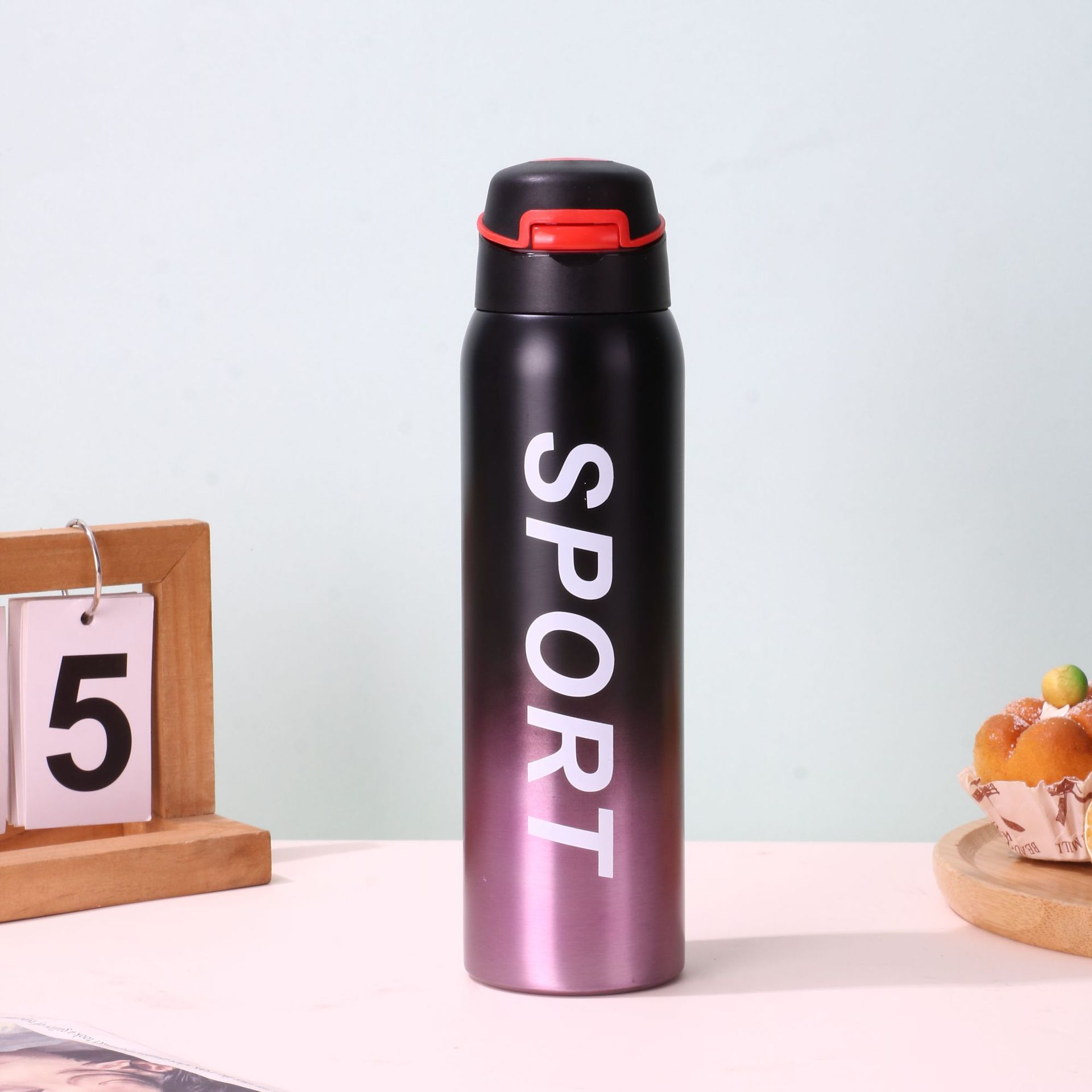 S98-YHSQ3601 Creative Sports Duckbill Pot Vacuum Straw Stainless Steel Insulated Cup Portable Spring Lid Gift Cup Specification image