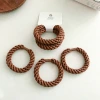 Three thick braided hair bands with milk coffee, a new type of leather band with a simple and elegant style, a high-elasticity and durable hair band for women Item Picture