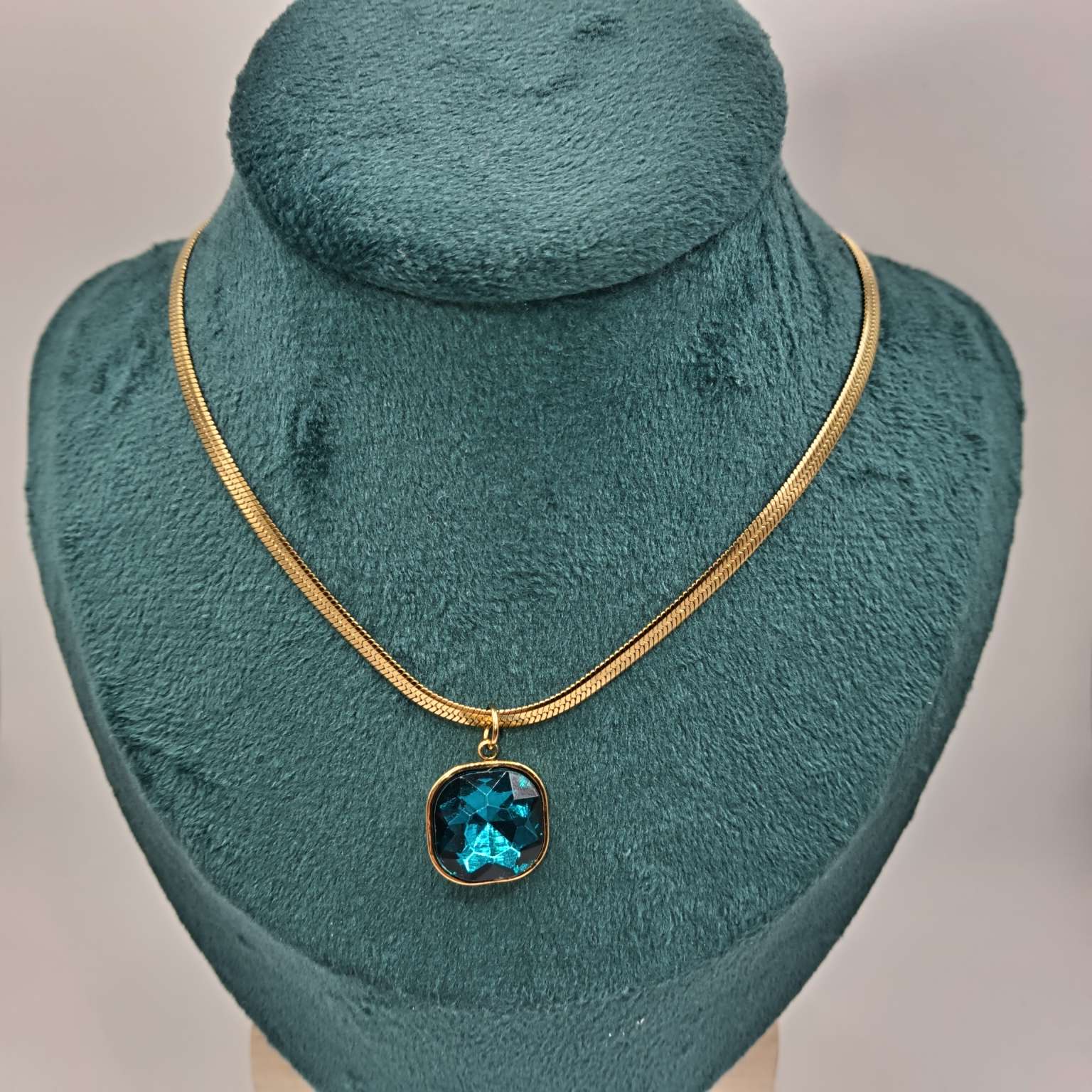 不锈钢时尚水晶项链刀片链项链时尚饰品金色项链外贸新品水晶多色项链详情图13