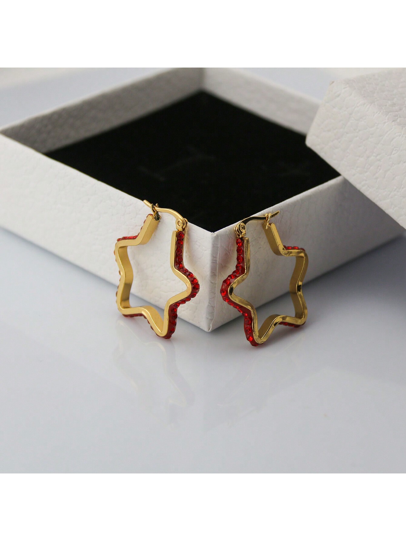 Stainless steel diamond five-pointed star earrings, multi-color earrings, basic foreign trade style earrings, simple and fashionable earrings, fashionable accessories detail image 6