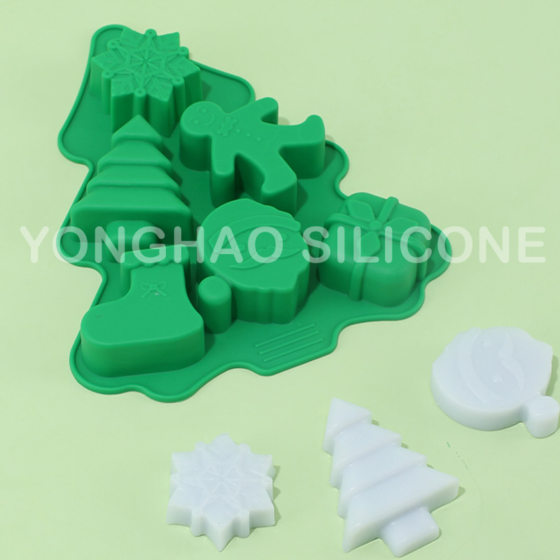 跨境新款圣诞硅胶模具圣诞树姜饼人雪花圣诞节模具复活节节庆饼干糖果模具