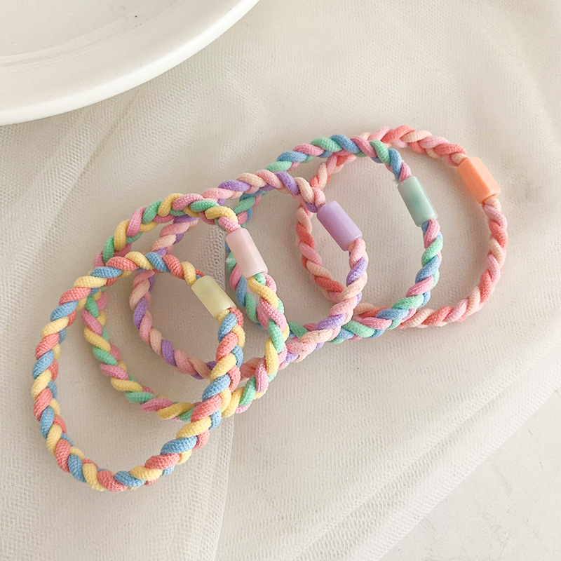 Three candy-colored braid hair bands with clips, a simple and elegant Korean style hair tie for women, a high-elasticity and durable hair accessory Specification image