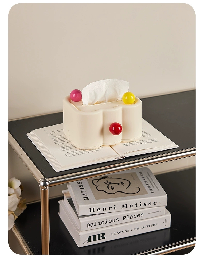 J06-6699-B Cream-style Tissue box, colorful balls, cute tissue storage box, desktop and wall tissue box detail image 16