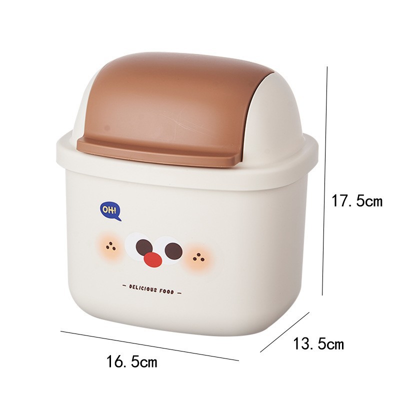 J06-6877小奶咖桌面垃圾桶学生卫生筒家用书桌客厅办公桌迷你收纳细节图