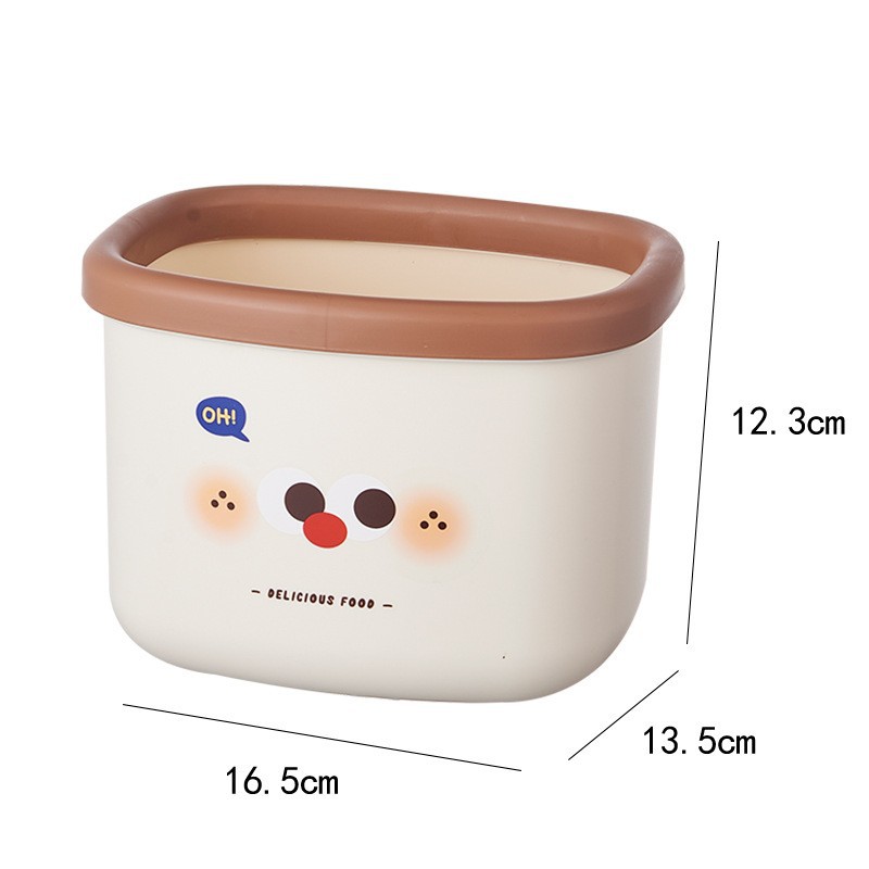 J06-6877小奶咖桌面垃圾桶学生卫生筒家用书桌客厅办公桌迷你收纳白底实物图