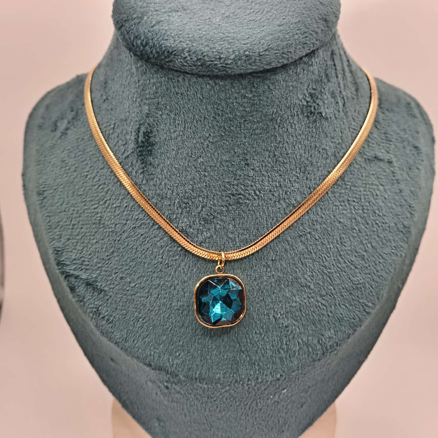 不锈钢时尚水晶项链刀片链项链时尚饰品金色项链外贸新品水晶多色项链详情图12