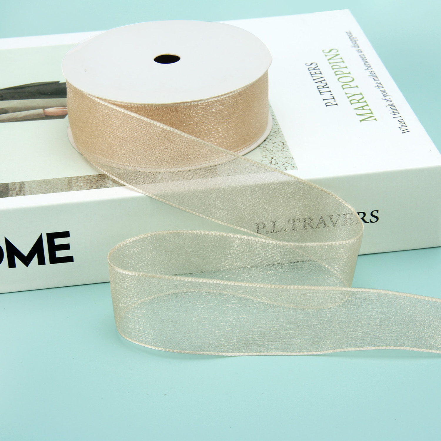 25mm wide-edge snow gauze ribbon flower gift packaging gauze ribbon DIY accessory decoration bow Specification image