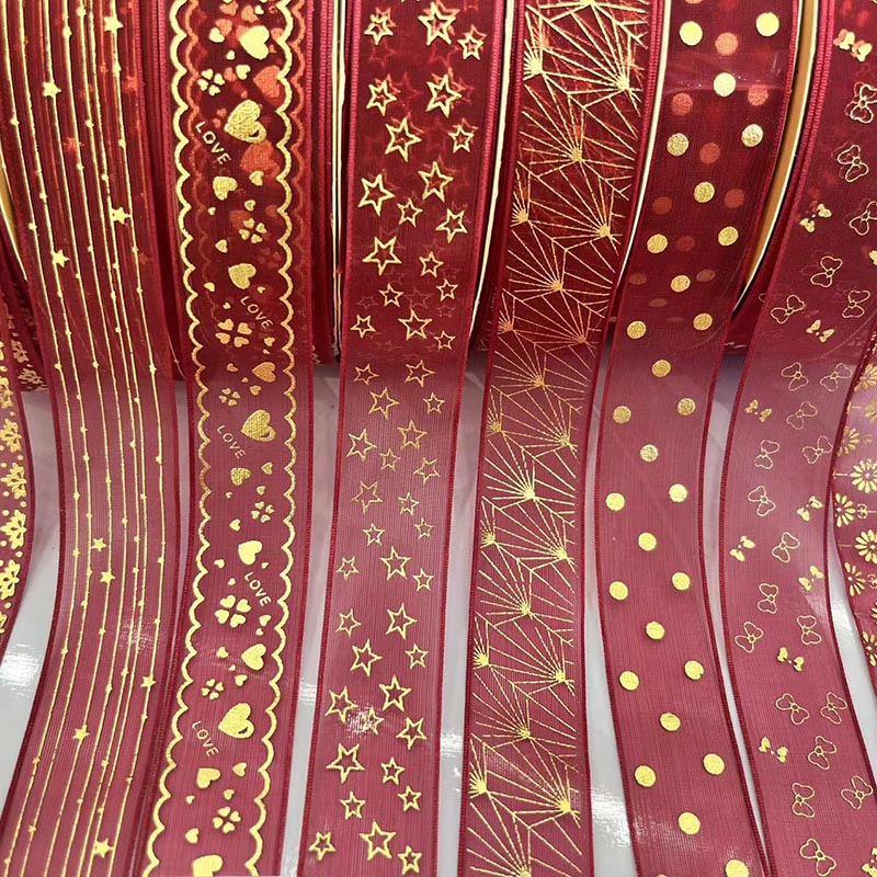 烫金纱带 礼物包装 圣诞 节日 织带 丝带详情3