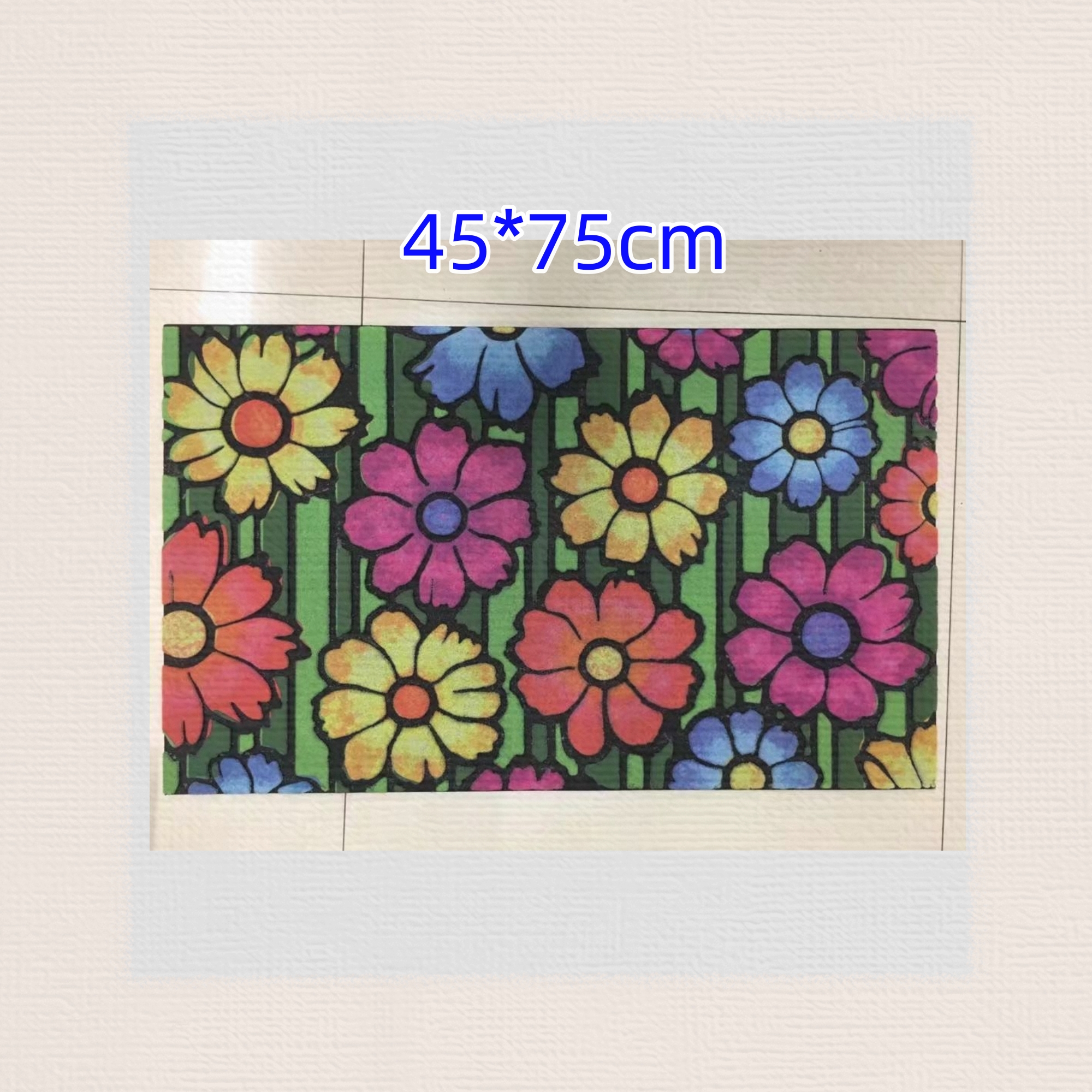 The quality of the European and American style rubber base flocked floor mat, anti-slip door mat, rubber foot mat and flocked floor mat is excellent. The patterns are clear and beautiful. The size of the outdoor mat is 45*75cm. There are multiple patterns that can be mixed or installed separately details Picture