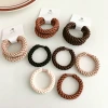 Three thick braided hair bands with milk coffee, a new type of leather band with a simple and elegant style, a high-elasticity and durable hair band for women Specification image