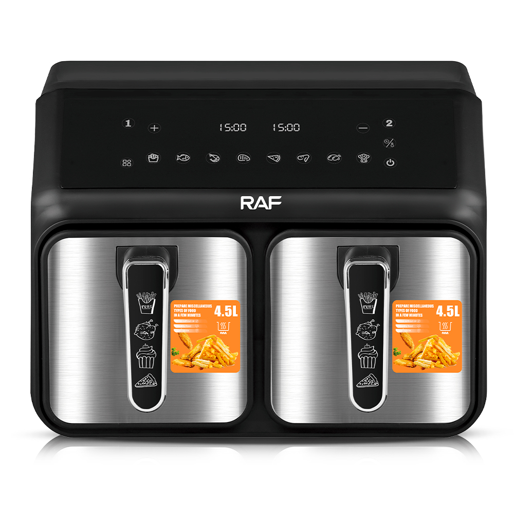 RAF European standard cross-border air fryer, dual-pot, large-capacity, multi-functional household electric fryer, smokeless touch screen 9LR.5281 Item Picture