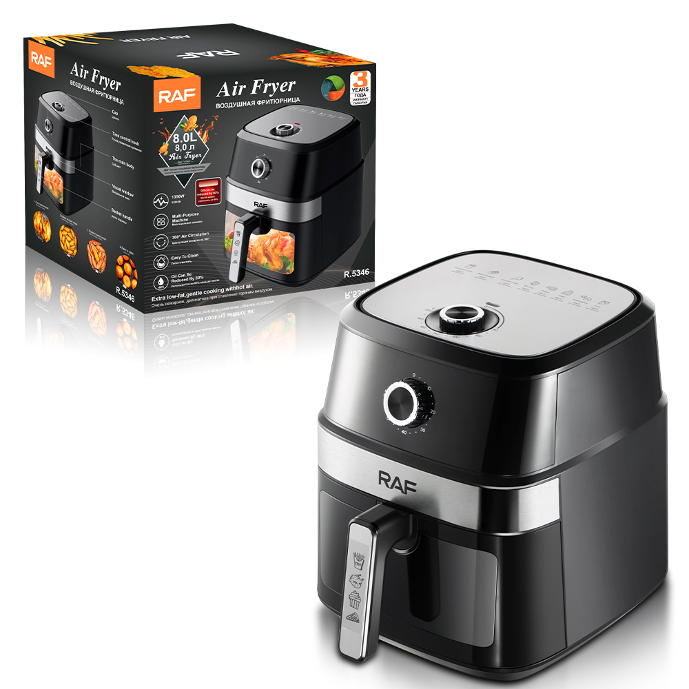 RAF European standard cross-border air fryer, large capacity, multi-functional, smart home digital display electric fryer, 8L, smokeless R.5346 details Picture