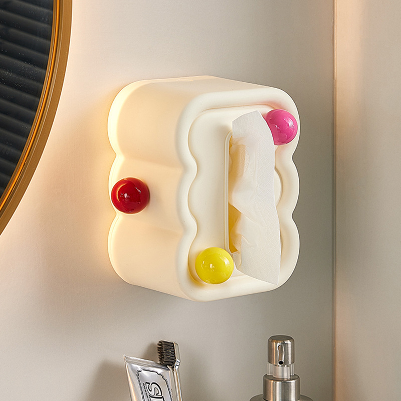 J06-6699-B Cream-style Tissue box, colorful balls, cute tissue storage box, desktop and wall tissue box Application Scenario