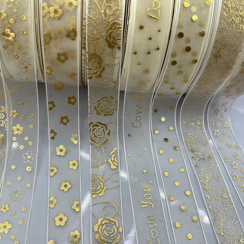 烫金纱带 礼物包装 圣诞 节日 织带 丝带详情2