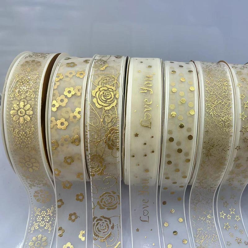 烫金纱带 礼物包装 圣诞 节日 织带 丝带详情1