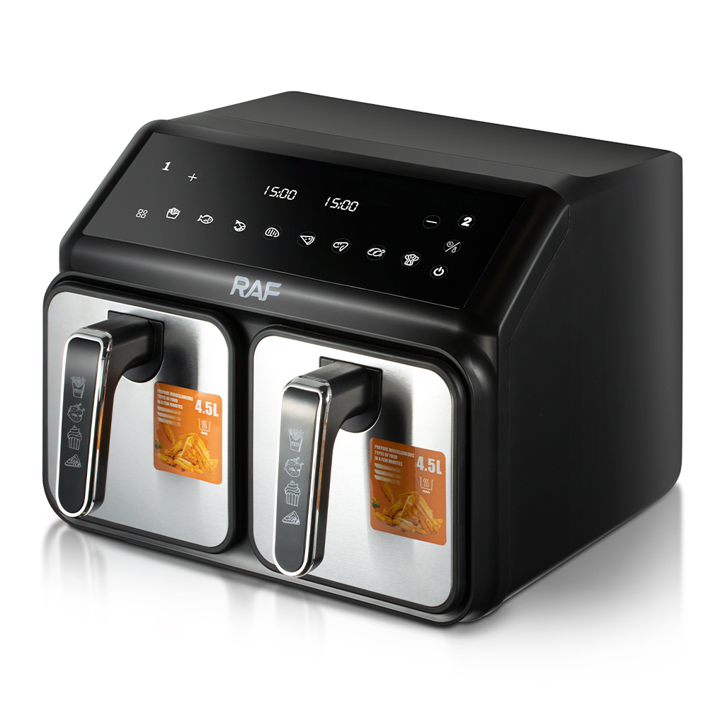 RAF European standard cross-border air fryer, dual-pot, large-capacity, multi-functional household electric fryer, smokeless touch screen 9LR.5281 Specification drawing