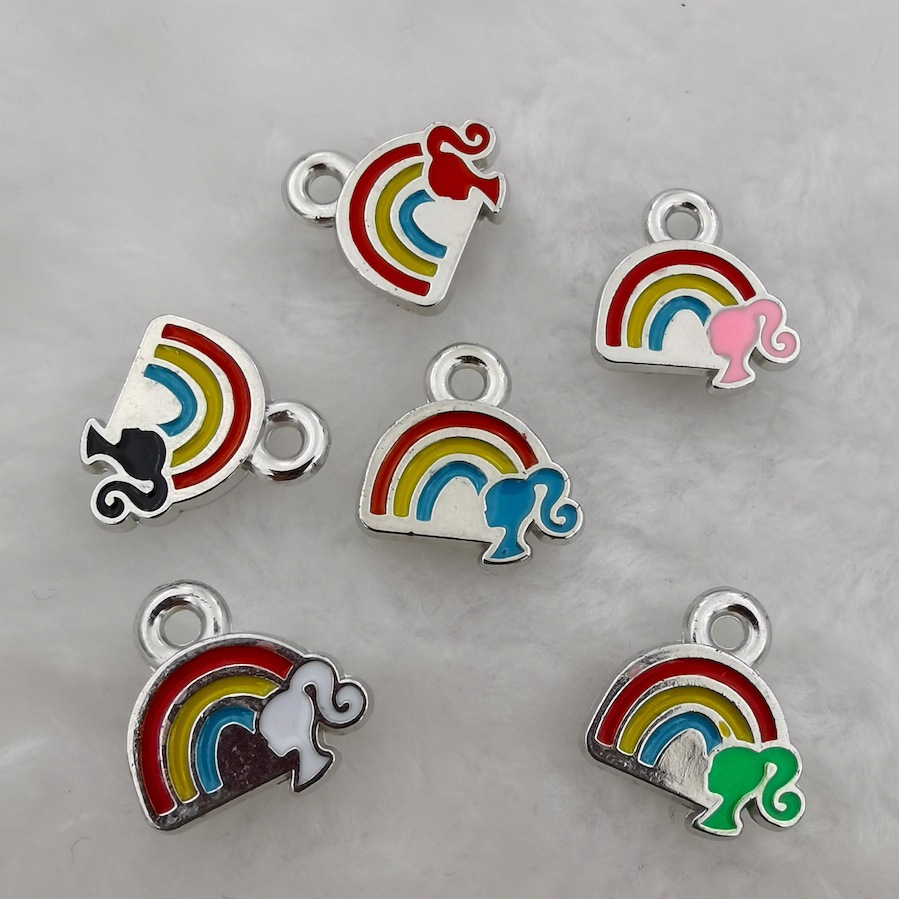 We supply DIY plastic rainbow pendants, necklaces, bracelets, materials and accessories. Popular in Europe and America, 500 pieces per package detail image 1