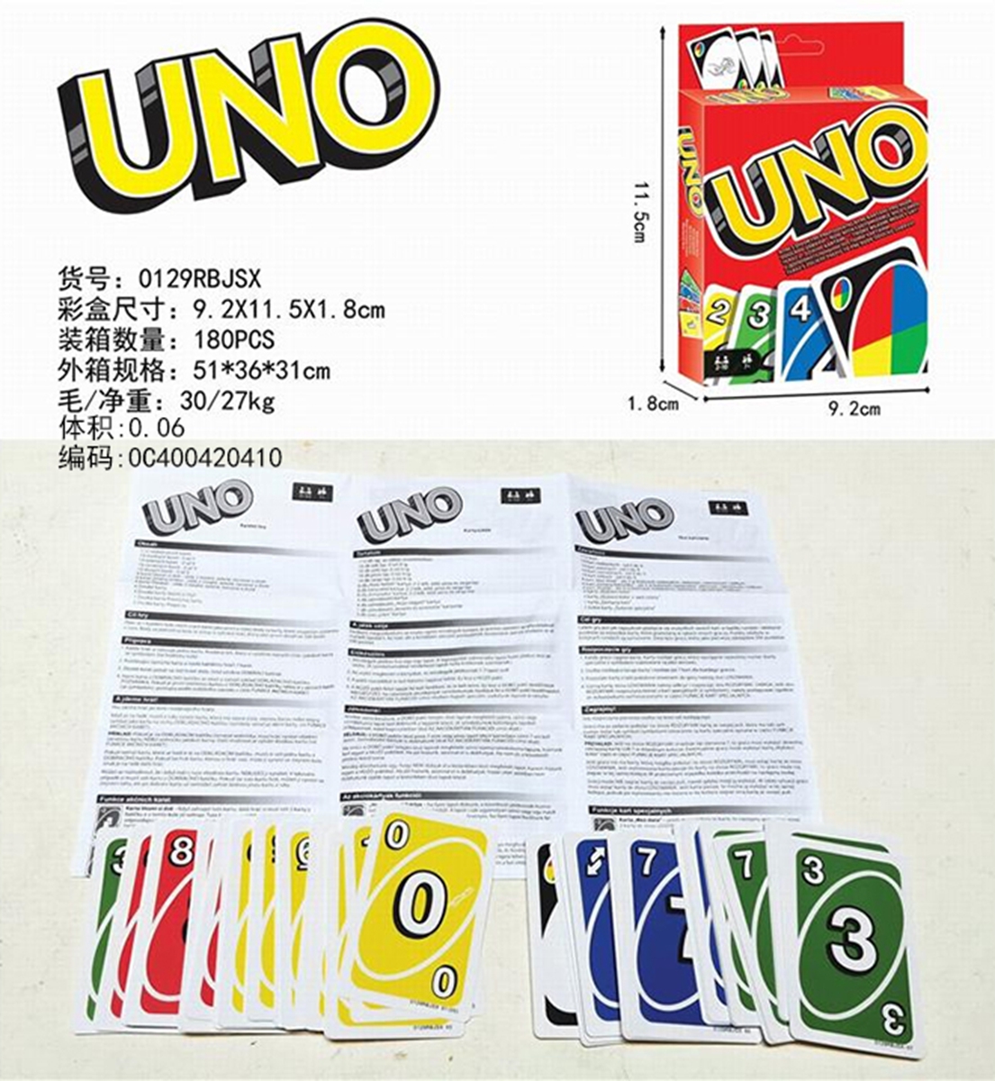 Cross-border hot UNO card game (in Czech. Hungarian, Polish. Russian, Slovak) educational toys
