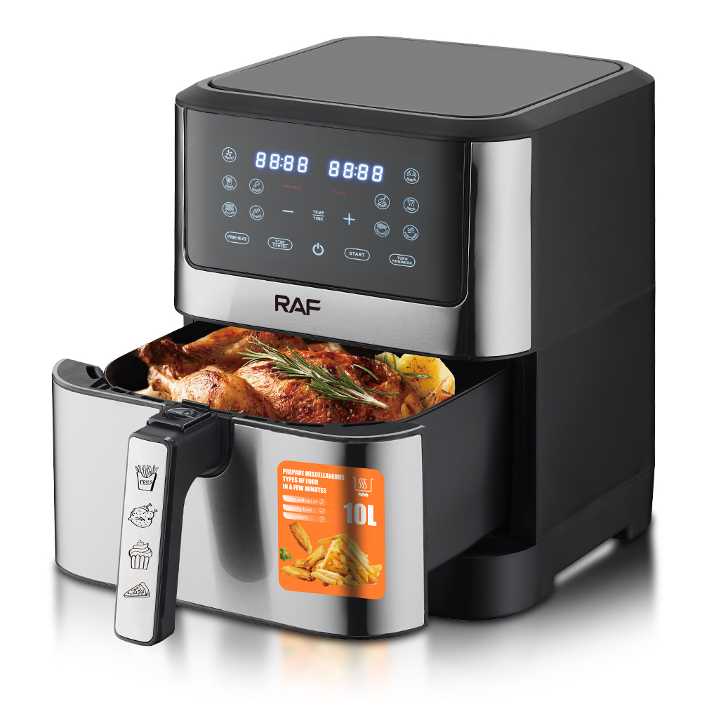 RAF European-standard cross-border air fryer, large-capacity, multi-functional, smart home digital display electric fryer, 10L, smokeless Specification drawing
