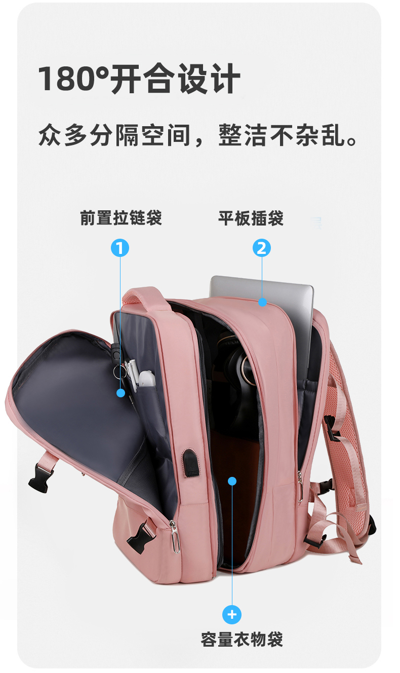 可扩容商务通勤笔记本电脑背包大容量双肩包出差旅行简约休闲包详情21