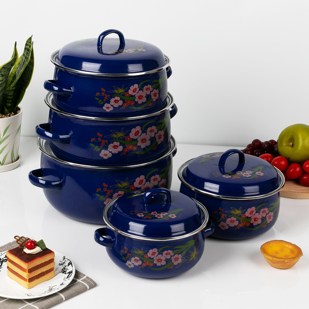 现货673ED搪瓷锅五件套 搪瓷盖搪瓷锅 16-24cm 出非洲性价比搪瓷锅详情2