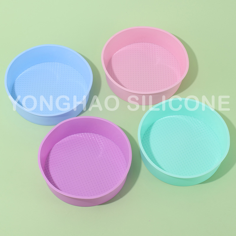 现货批发新款圆形硅胶蛋糕模烤盘DIY烘焙工具耐高温烘焙烤盘多色可选