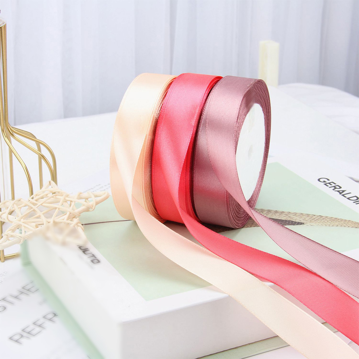 2 cm ordinary ribbon, flower wrapping ribbon, festival ribbon, handmade ornaments, bow ribbon Specification image