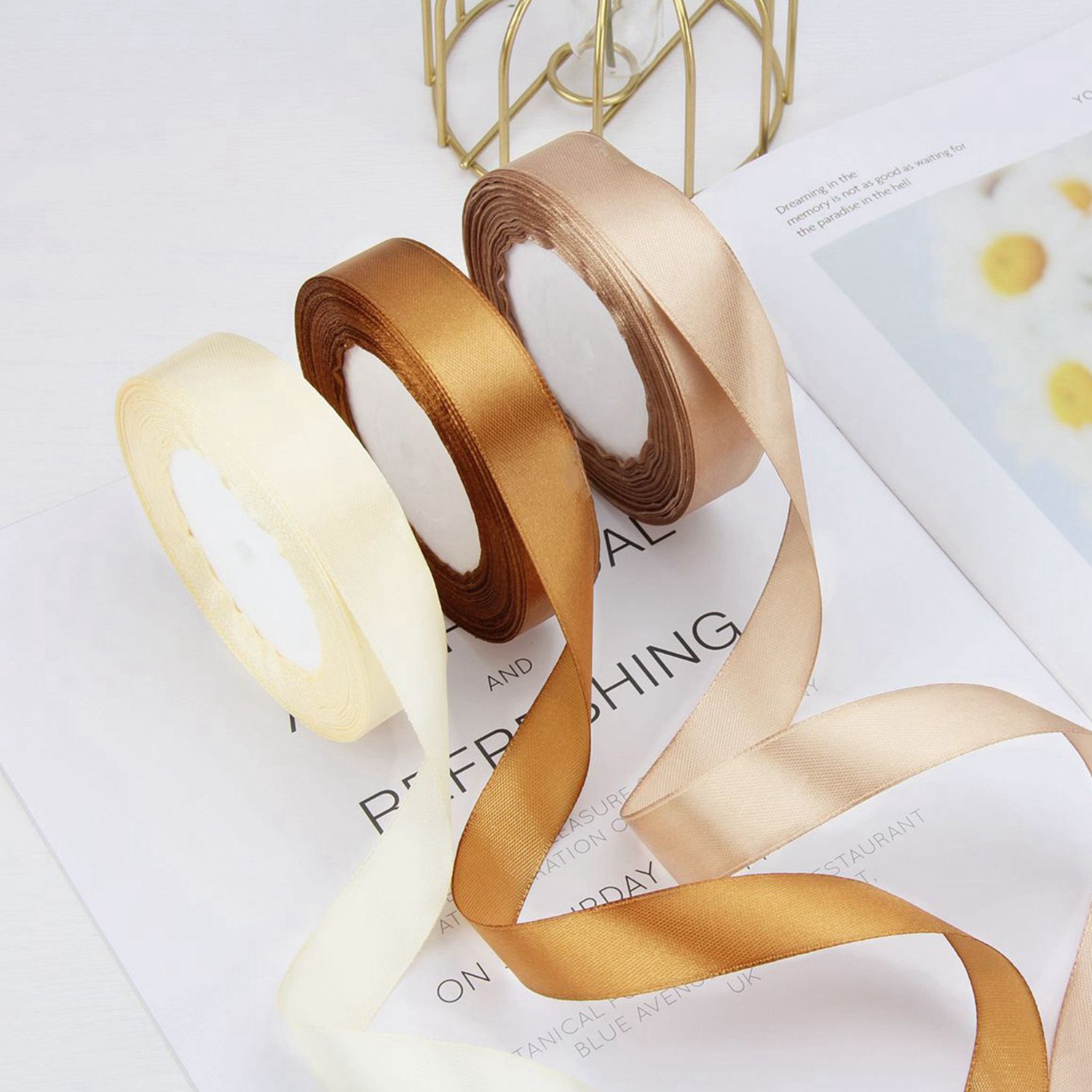 2 cm ordinary ribbon, flower wrapping ribbon, festival ribbon, handmade ornaments, bow ribbon details Picture