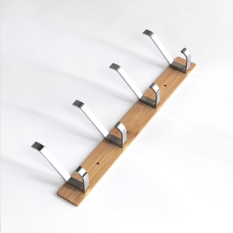 跨境定制竹木板挂钩酒店房间厕所衣帽排钩浴室毛巾挂衣钩